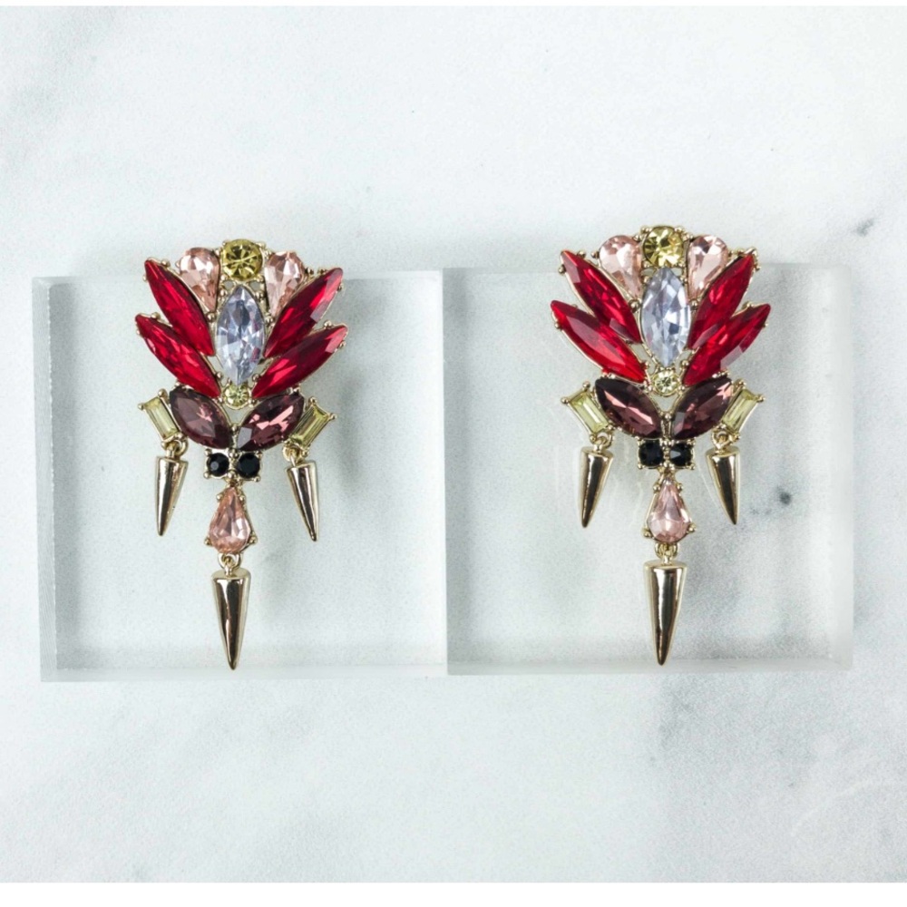 Perry Street / Rocksbox Dramatic Red and Gold Winged “Imogen” Earrings
